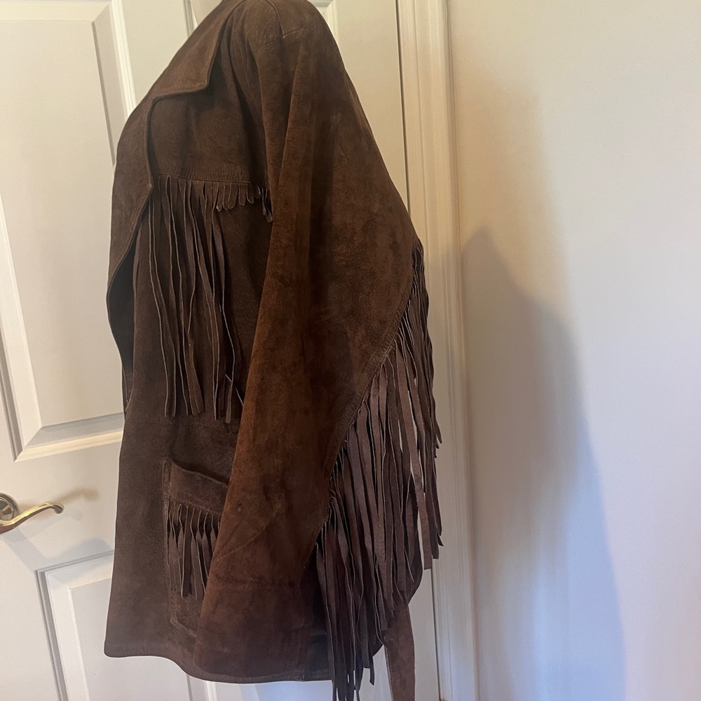 Vintage Brown real Suede Fringe western Jacket - Picture 9 of 15